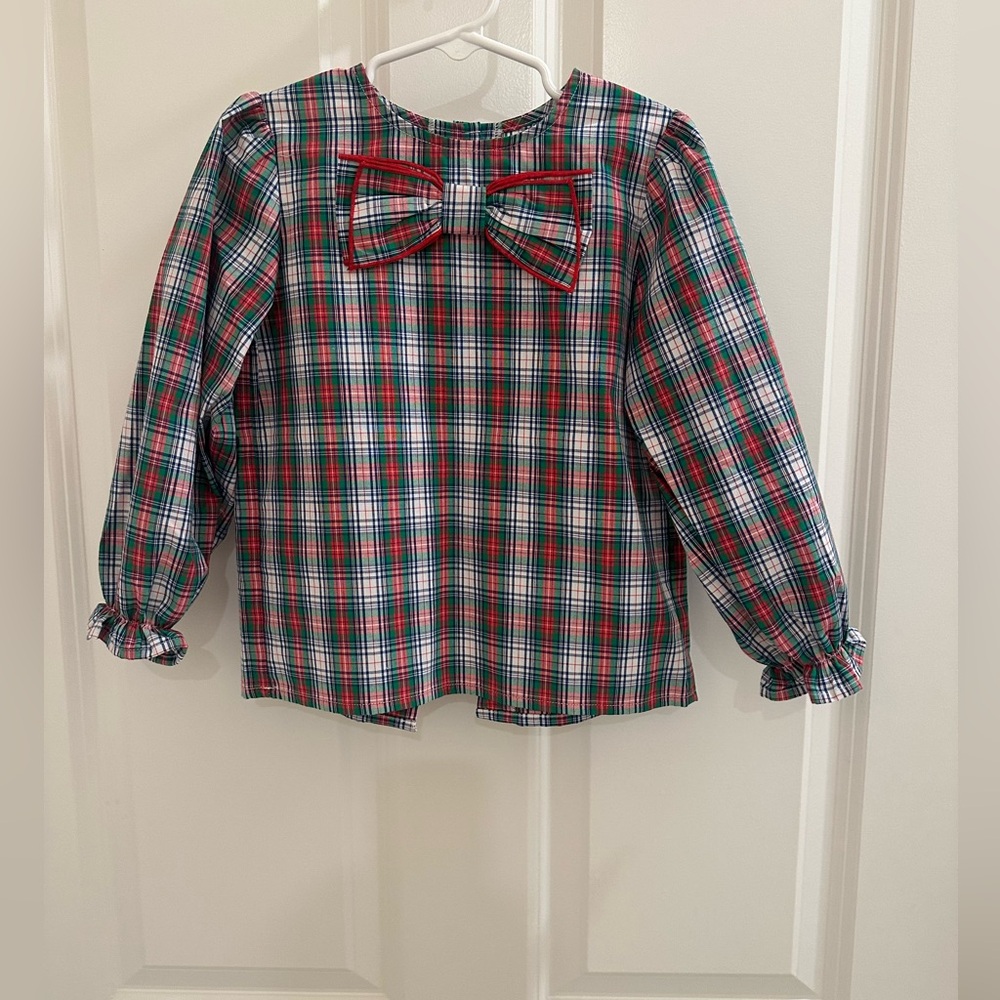 The Beaufort Bonnet Company - Plaid Beatrice Bow Blouse - Girls Size 4T